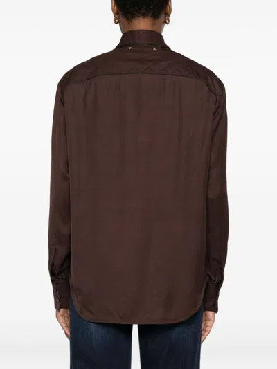 Golden Goose Viscose Shirt With Quilted Details In Brown