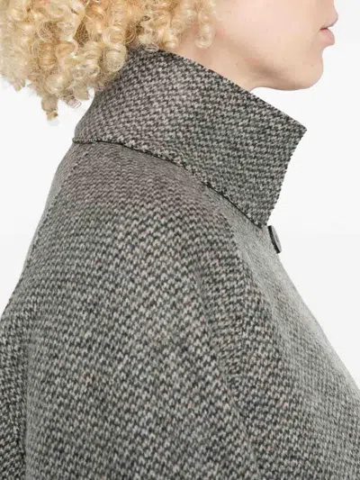Harris Wharf London Textured Wool-cashmere Blend Coat With High Collar In Gray