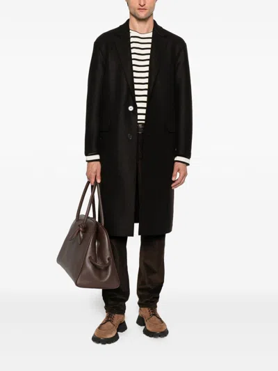 Harris Wharf London Tailored Long Coat With Classic Lapel In Brown
