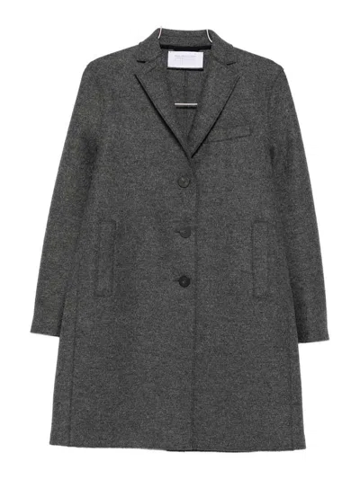 Harris Wharf London Tailored Mid-length Grey Wool Coat In Gray