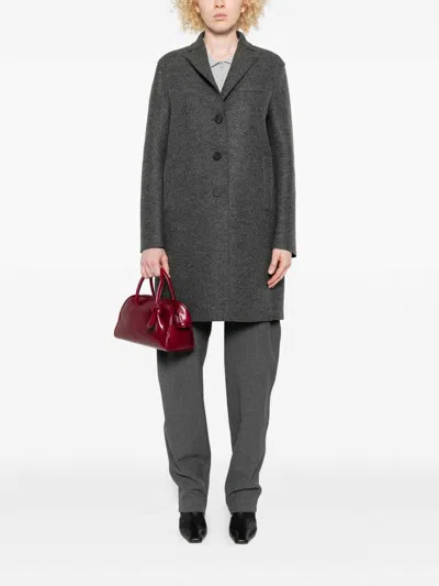 Harris Wharf London Tailored Mid-length Grey Wool Coat In Gray