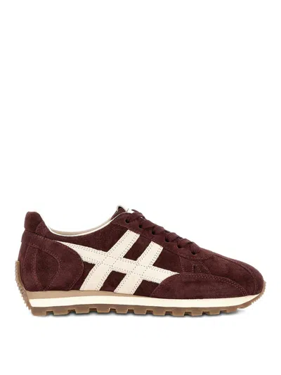 Hogan Mother Stretch Denim The Rambler Zip Heel Jeans In Burgundy
