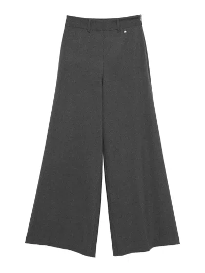 Herno Wide-leg Gray Trousers With High Waist In Gray