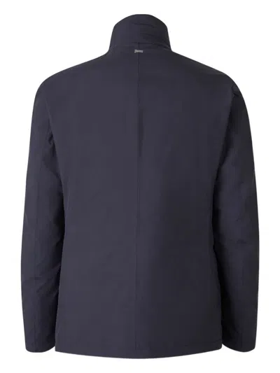 Herno Padded Jacket With High Neck And Pockets In Blue