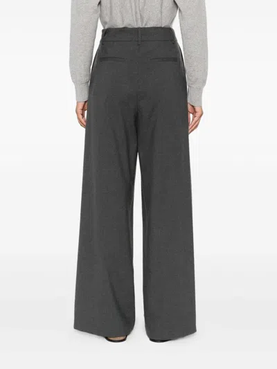 Herno Wide-leg Gray Trousers With High Waist In Gray