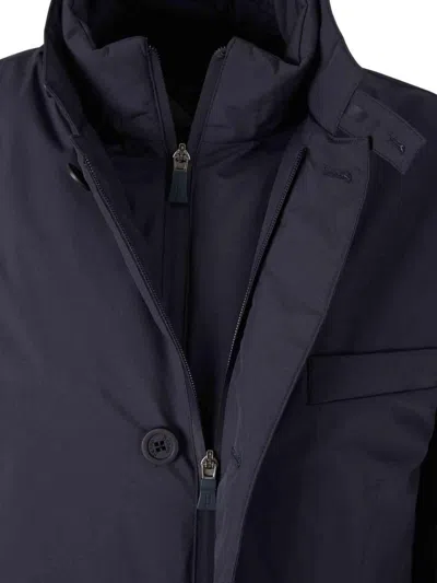 Herno Padded Jacket With High Neck And Pockets In Blue