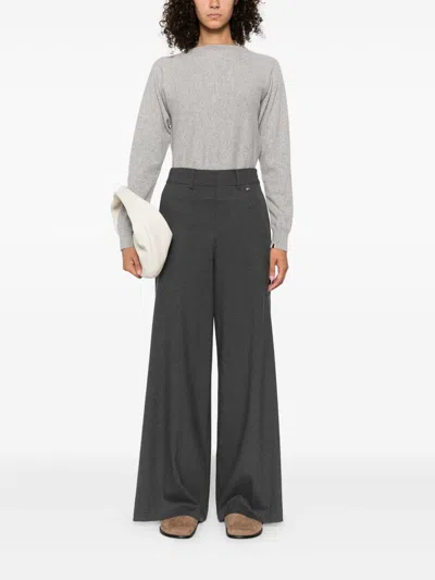 Herno Wide-leg Gray Trousers With High Waist In Gray
