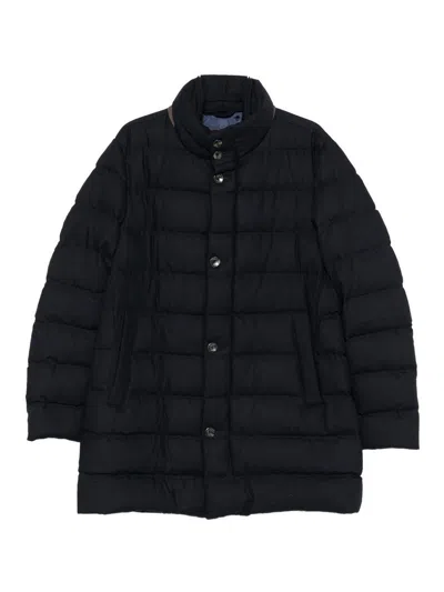 Herno Quilted Black Jacket With Tailored Fit In Blue