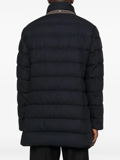 Herno Quilted Black Jacket With Tailored Fit In Blue
