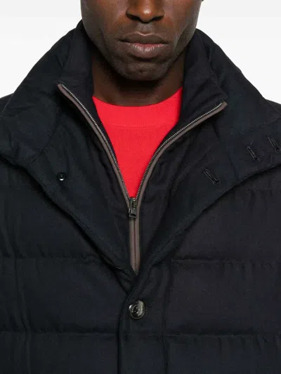 Herno Quilted Black Jacket With Tailored Fit In Blue