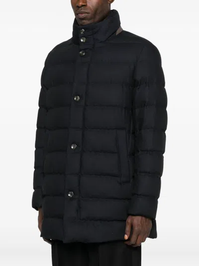Herno Quilted Black Jacket With Tailored Fit In Blue