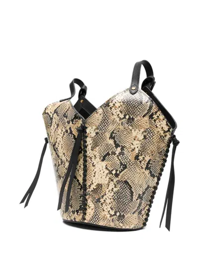 Isabel Marant Snakeskin Pattern Shoulder Bag With Structured Design In Sand