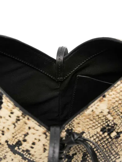 Isabel Marant Snakeskin Pattern Shoulder Bag With Structured Design In Sand