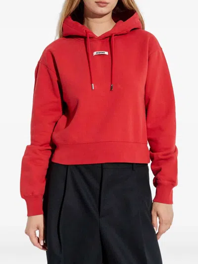 Jacquemus Le Hoodie Gros Grain Cotton Hoodie In Red