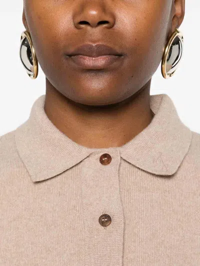 Jacquemus Polo Collar Knitwear With Ribbed Cuffs And Hem In Neutral