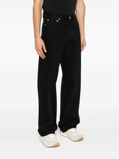 Jacquemus Straight Denim Pants Featuring Belt Loops In Black