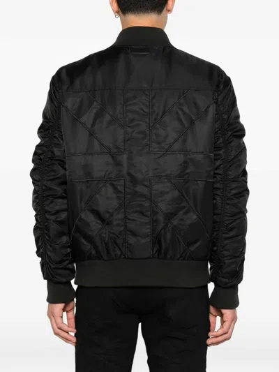 John Richmond Bomber Jacket With Ruched Detailing In Black