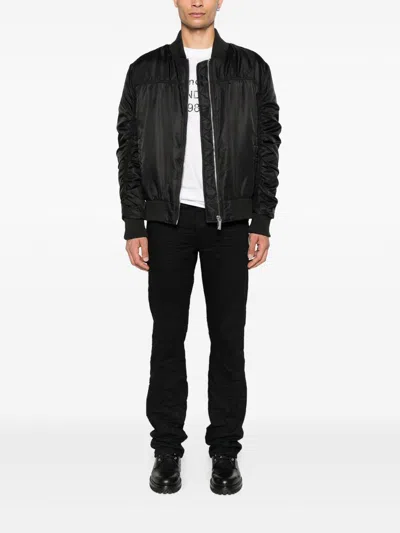 John Richmond Bomber Jacket With Ruched Detailing In Black