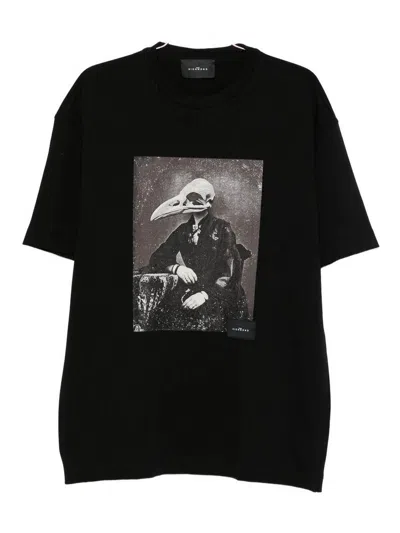 John Richmond Graphically Styled Black Crew Neck T-shirt In Black