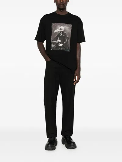 John Richmond Graphically Styled Black Crew Neck T-shirt In Black