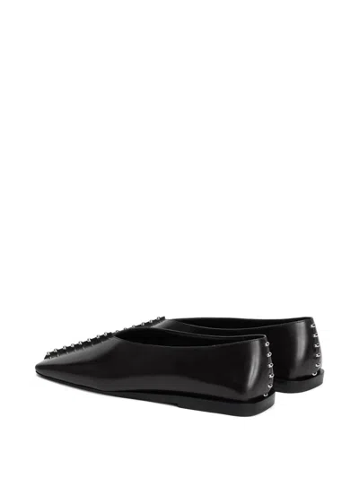 Jil Sander Black Ballerinas With Metallic Stud Accents In Black