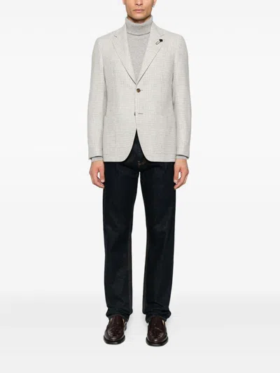 Lardini Checked-pattern Blazer In Gray