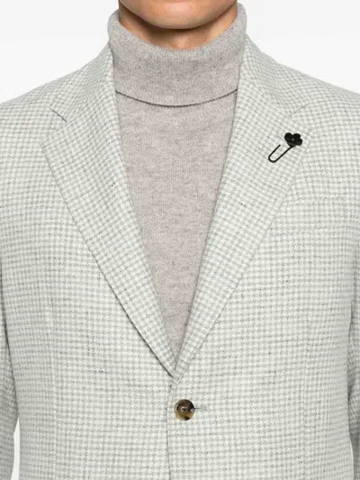 Lardini Checked-pattern Blazer In Gray