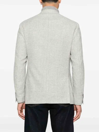 Lardini Checked-pattern Blazer In Gray