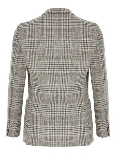 Lardini Plaid Patterned Grey Jacket With Notch Lapels In Gray