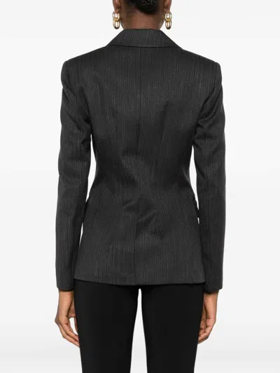 Liu •jo Tailored Grey Blazer With Double-breasted Front In Black