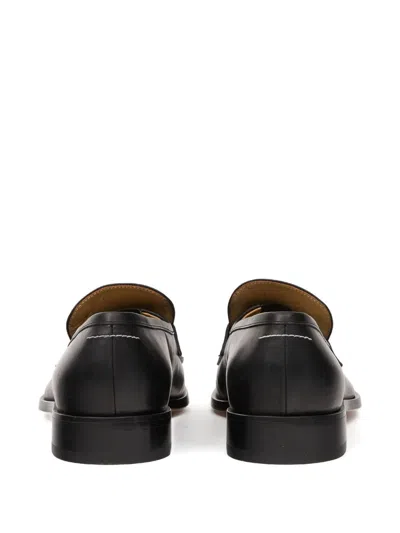 Mm6 Maison Margiela Split-toe Loafers In Black Calf Leather In Multi