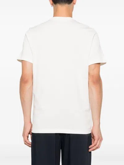 Moncler Ivory Cotton Tricolour Logo T-shirt In White