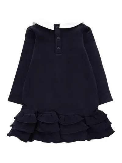 Moncler Robe En Coton À Volants In Blue