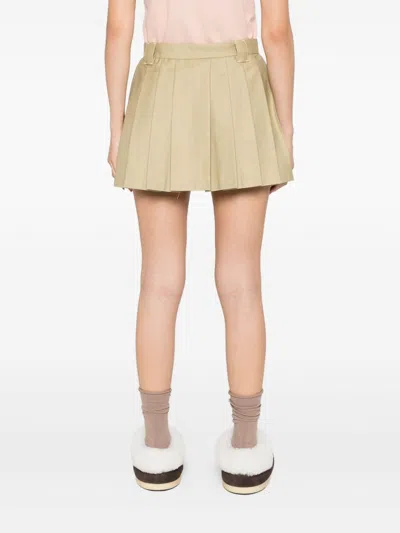 Moncler Pleated Logo Mini Skirt In Brown