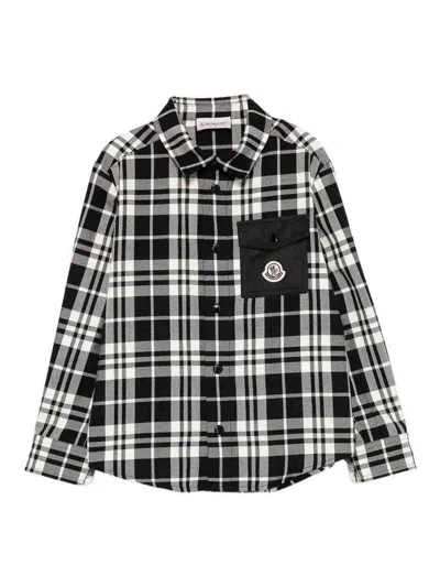 Moncler Black Shirt For Boy With Logo In Black