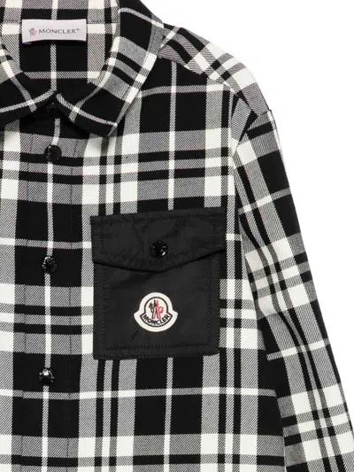 Moncler Black Shirt For Boy With Logo In Black