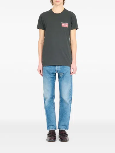 Maison Margiela Faded Black Ring-spun Cotton Jersey T-shirt With Distinctive Stitch Detail