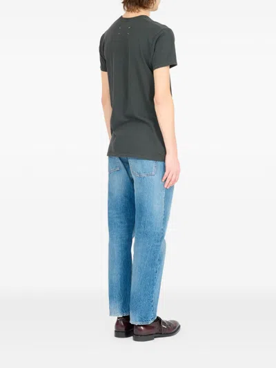 Maison Margiela Faded Black Ring-spun Cotton Jersey T-shirt With Distinctive Stitch Detail