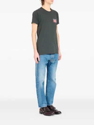 Maison Margiela Faded Black Ring-spun Cotton Jersey T-shirt With Distinctive Stitch Detail