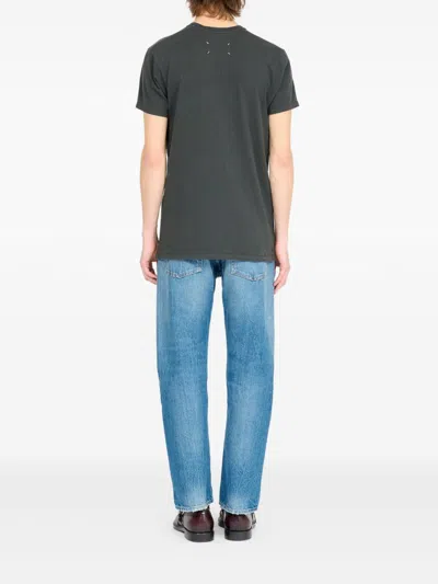 Maison Margiela Faded Black Ring-spun Cotton Jersey T-shirt With Distinctive Stitch Detail