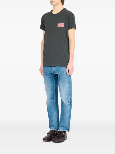 Maison Margiela Faded Black Ring-spun Cotton Jersey T-shirt With Distinctive Stitch Detail