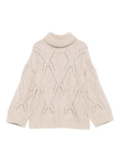 Peserico Textured Open-knit Sweater With High Turtleneck In Multi