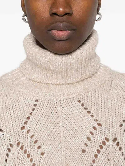 Peserico Textured Open-knit Sweater With High Turtleneck In Multi