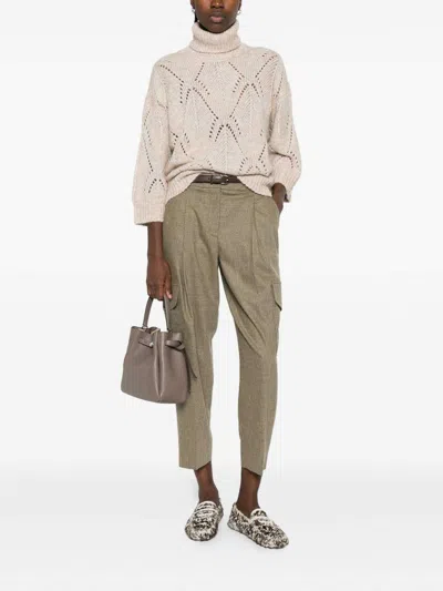 Peserico Textured Open-knit Sweater With High Turtleneck In Multi