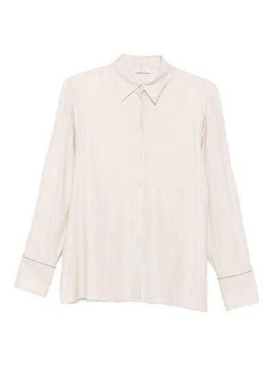 Peserico Refined Beige Shirt With Classic Collar In Neutral