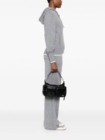 Pinko Quilted Calf Leather Shoulder Bag In Black