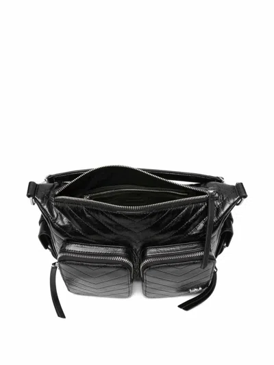 Pinko Quilted Calf Leather Shoulder Bag In Black