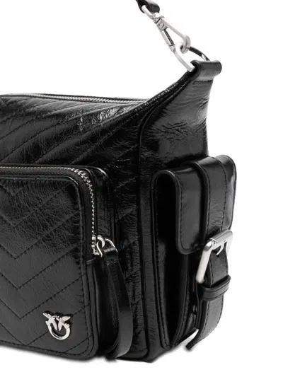 Pinko Quilted Calf Leather Shoulder Bag In Black