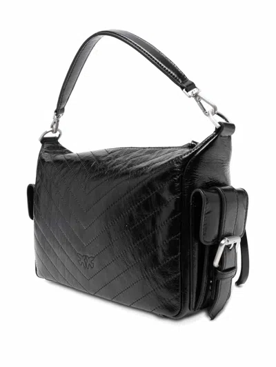 Pinko Quilted Calf Leather Shoulder Bag In Black