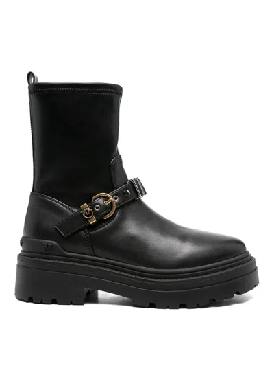 Pinko Booties With Metal Inserts In Black